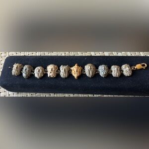 Antique /Vintage Satyr lava faced 14kt gold bracelet. 7”